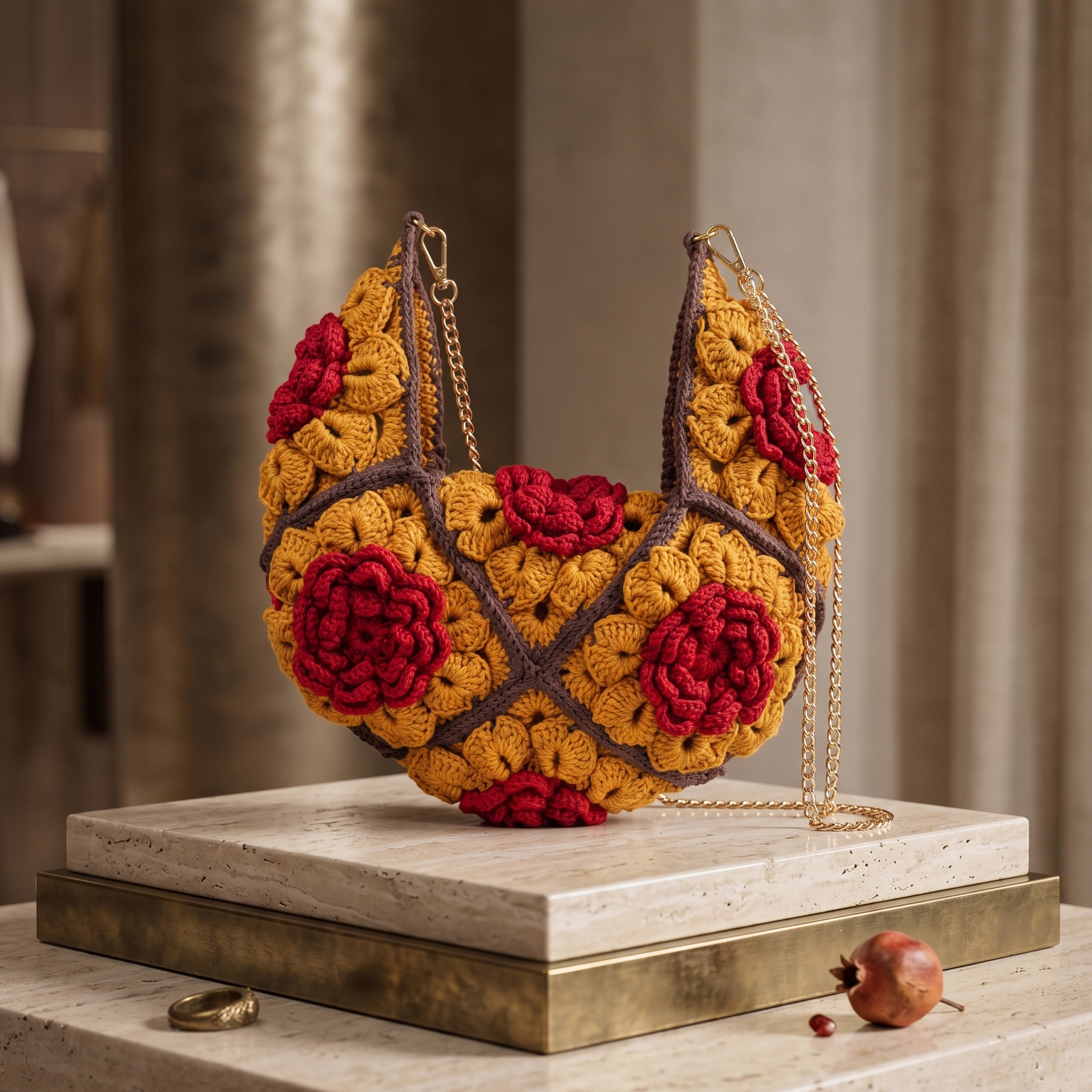 Marigold Rose Crochet Purse