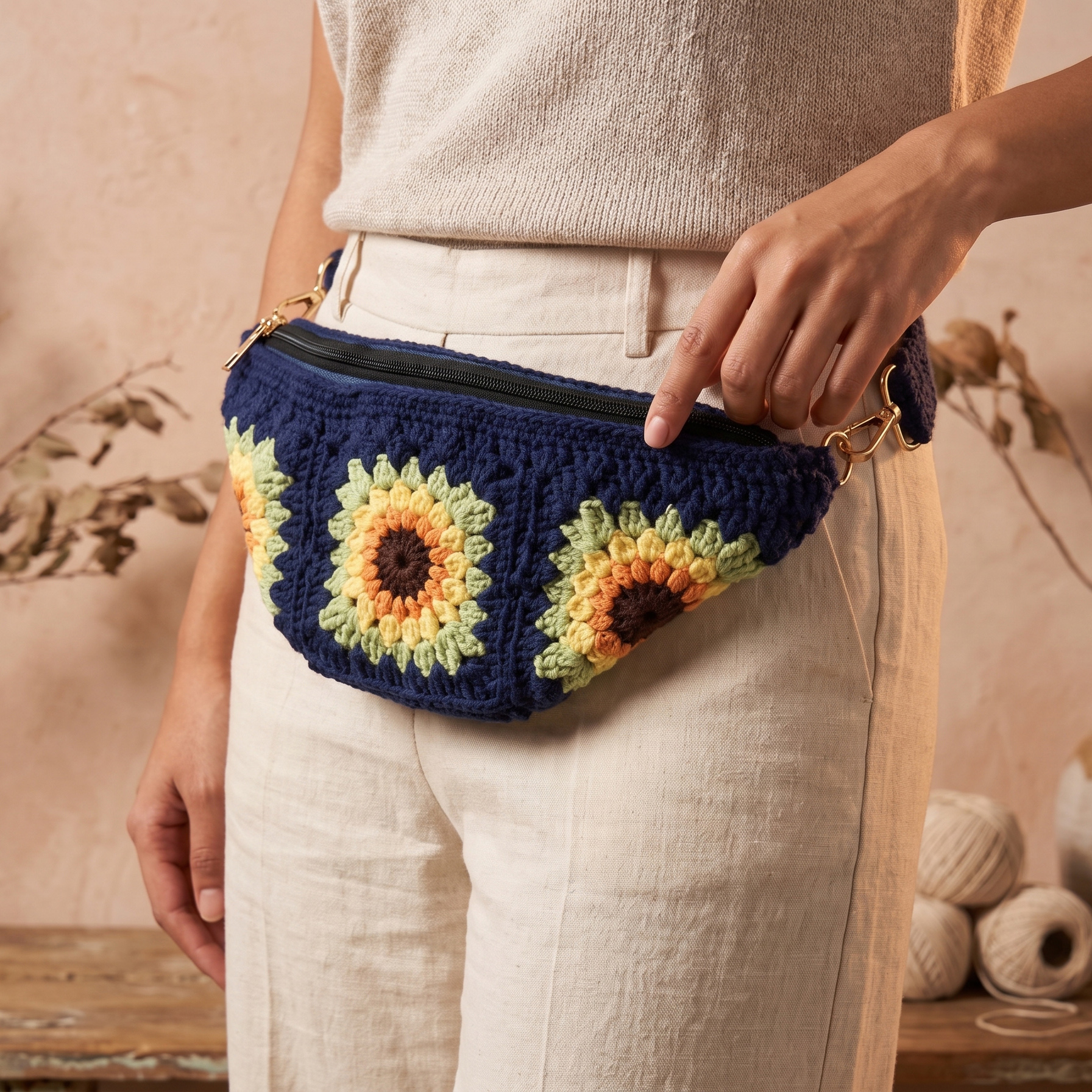 Midnight Garden Crochet Fanny Pack
